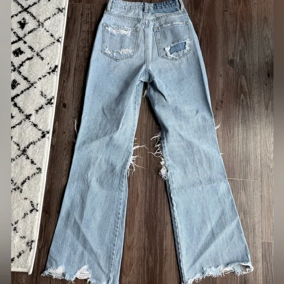Flying Monkey Ripped Light Blue Flare Jeans - Picture 5 of 5